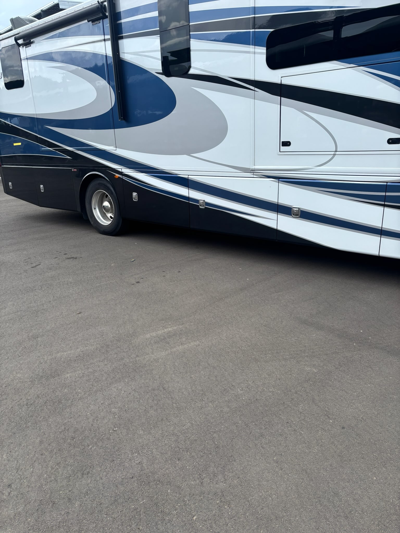 After: Class A motorhome fiberglass and paint restored